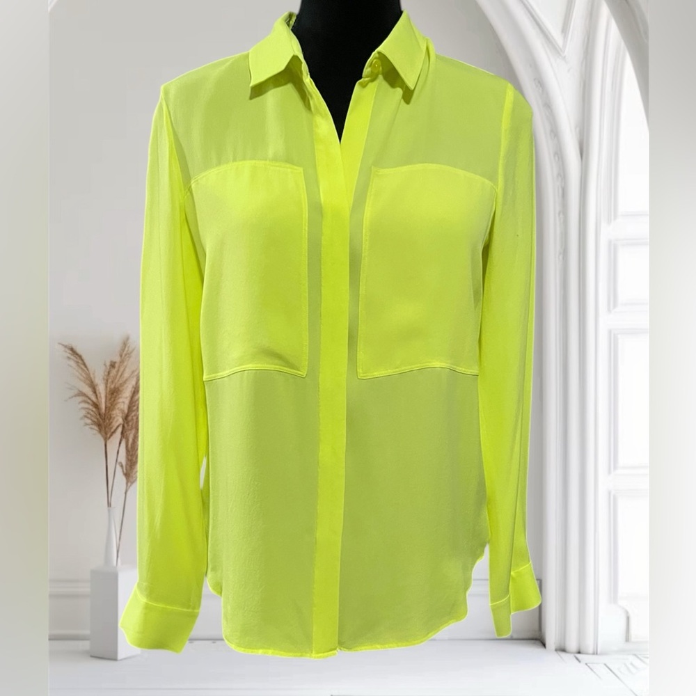 Theory Neon Yellow Button Down Shirt